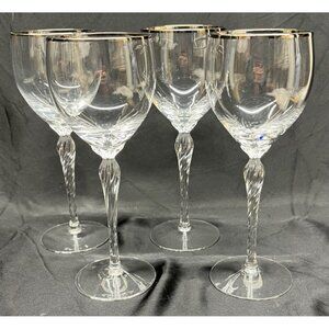4 Lenox Crystal Madison Platinum Trim Wine Goblets Glasses 7 5/8"